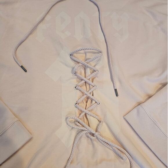 Fenty x Puma Rihanna Light Pink Corset Hoodie Sweatshirt sz Medium Streetwear - Picture 7 of 9